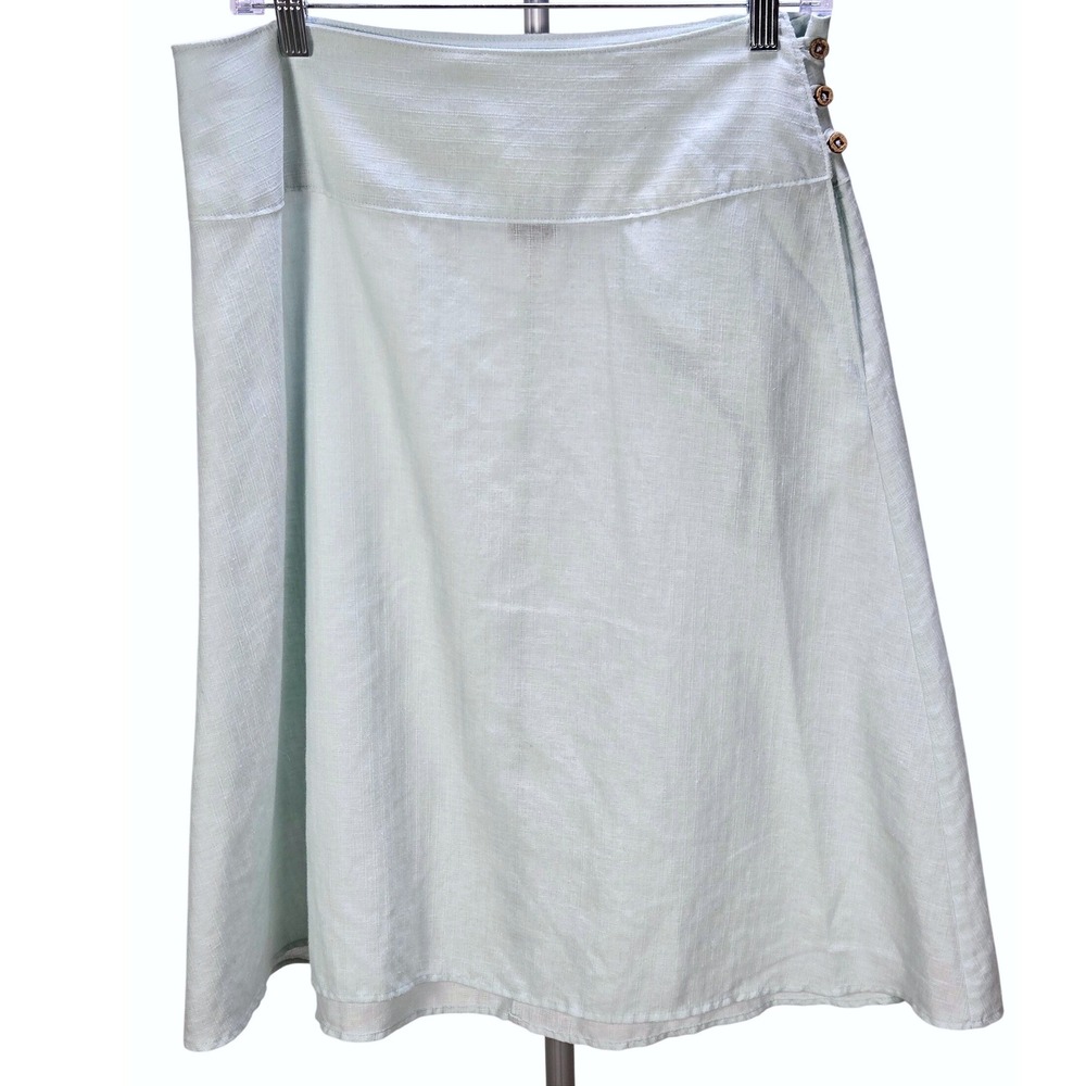 Women's Patagonia Size 4 Light Blue Hemp Blend Side Button A-Line Skirt Gorpcore